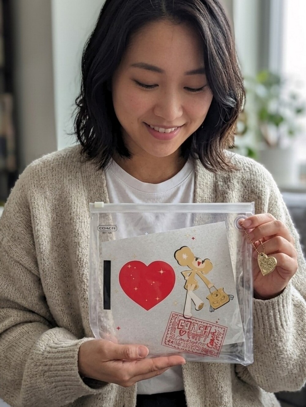 Coach Poppy Chan Pouch with Gold Charm